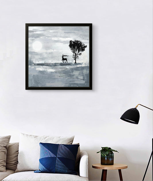 Modern Deer Tree Painting Wall Art