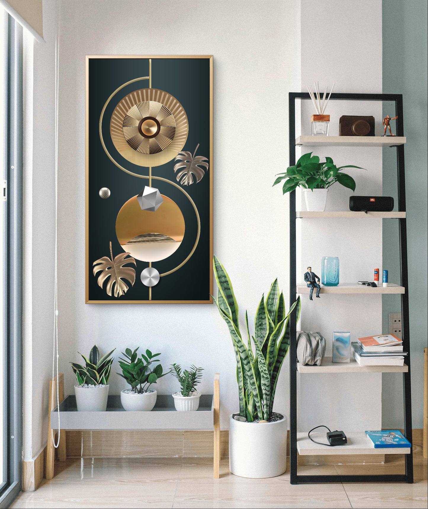 Modern Geometric Metallic Wall Art