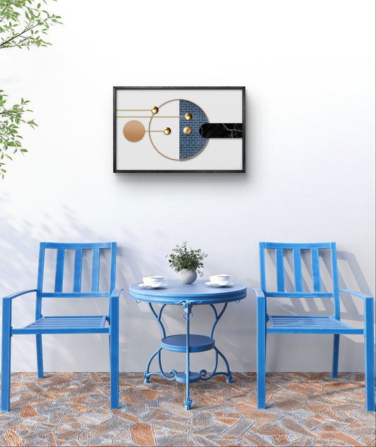 Modern Geometric Design in Gold, Black & Blue Wall Art