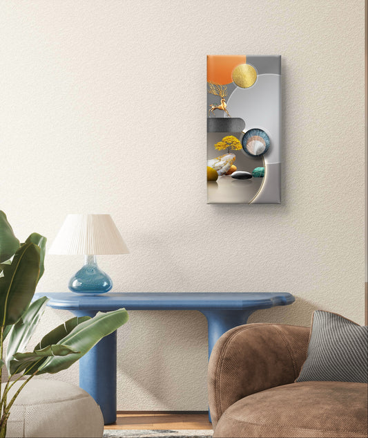 Golden Tree With Colourful Stones Wall Art