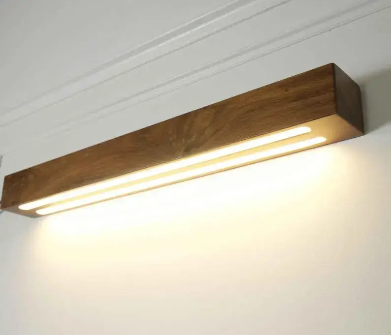 Sheesham Wood Wall Light 40 inches – Minimal Linear LED Sconce for Living Room & Modern Interiors - NixWoods