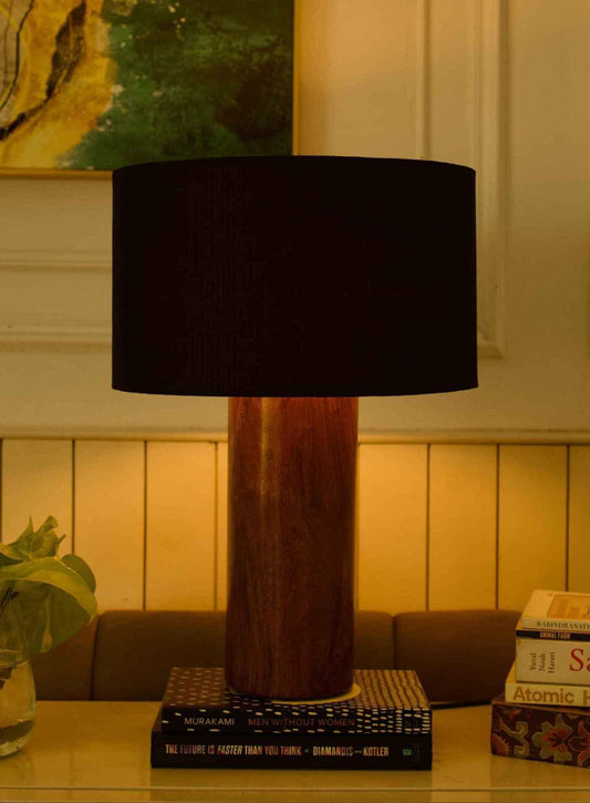Rosewood Table Lamp – Black Shade - NixWoods