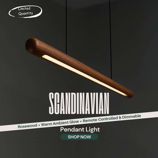 Handcrafted Rosewood Pendant Light – Minimal Round Scandinavian Design