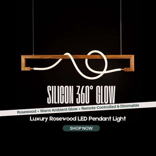 360° Glow Rosewood Pendant Light – Premium LED Hanging Lamp