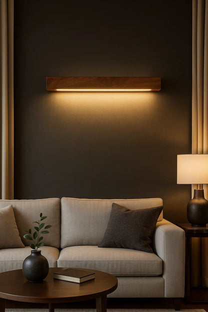 Sheesham Wood Wall Light 40 inches – Minimal Linear LED Sconce for Living Room & Modern Interiors - NixWoods