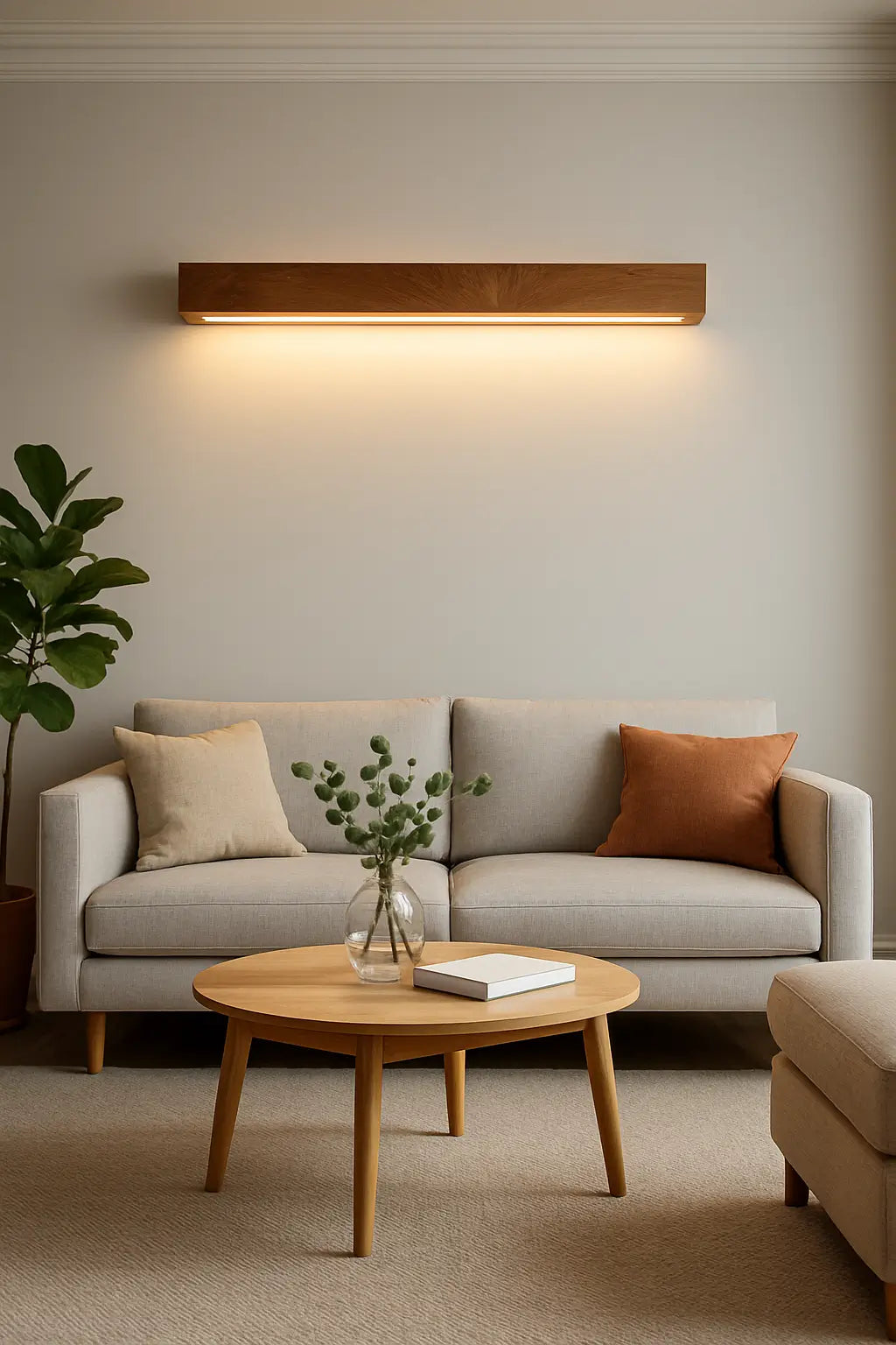 Sheesham Wood Wall Light 40 inches – Minimal Linear LED Sconce for Living Room & Modern Interiors - NixWoods