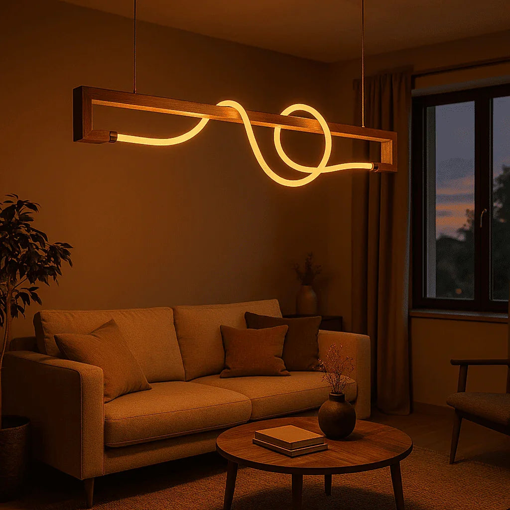 Luxury Rosewood LED Pendant Light – 360° Glow Hanging Lamp for Modern & Cozy Interiors - NixWoods