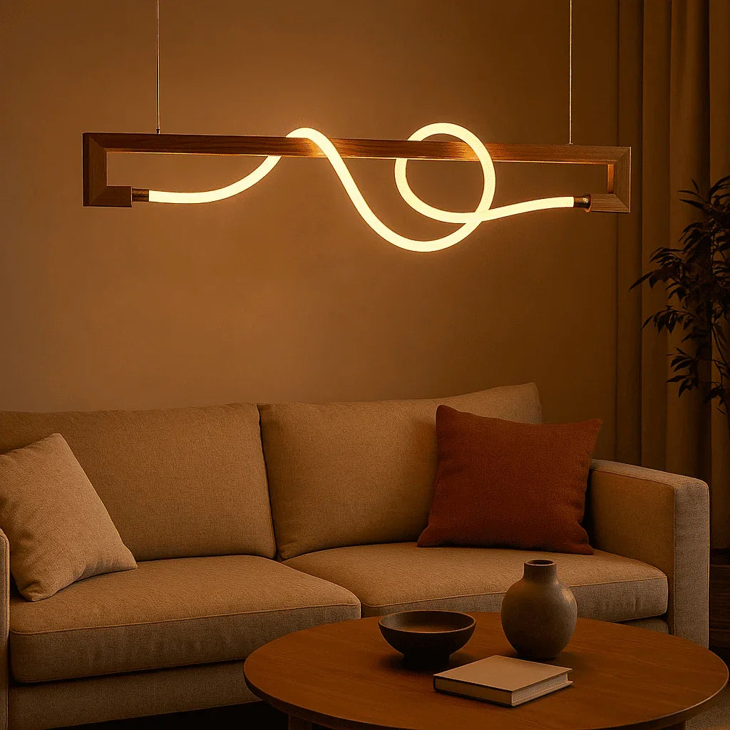 Luxury Rosewood LED Pendant Light – 360° Glow Hanging Lamp for Modern & Cozy Interiors - NixWoods