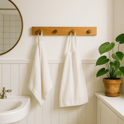 Teak & Sheesham Wall Hook Rack – Elegant Wooden Hanger for Entryways, Towels & Coats - NixWoods