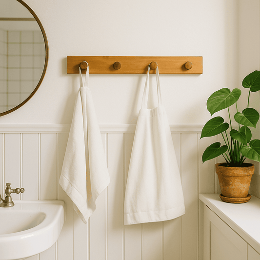 Teak & Sheesham Wall Hook Rack – Elegant Wooden Hanger for Entryways, Towels & Coats - NixWoods
