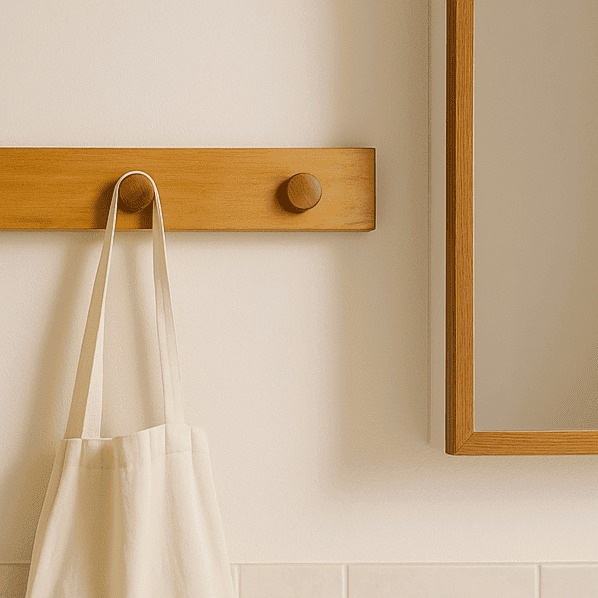 Teak & Sheesham Wall Hook Rack – Elegant Wooden Hanger for Entryways, Towels & Coats - NixWoods