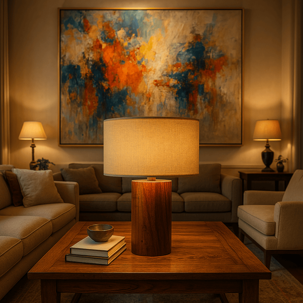 Rosewood Table Lamp - White Shade - NixWoods