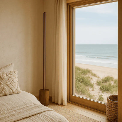 Minimalist Wooden Floor Lamp – Sleek Cylindrical Rod Design - Rosewood - NixWoods