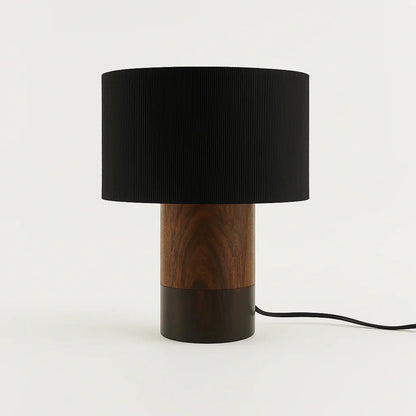 Dual-Tone Rosewood Table Lamp – Half Black with Black Shade - NixWoods
