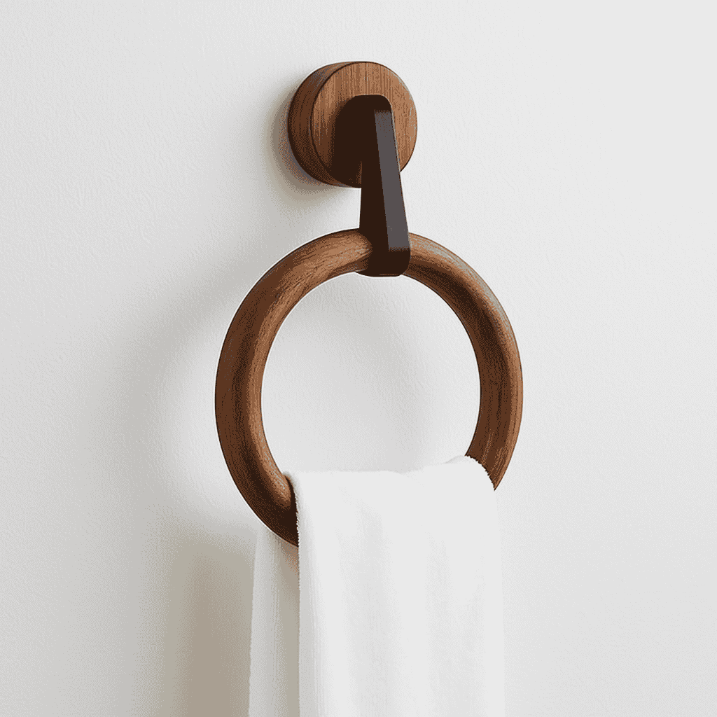 Rosewood Round Towel Hanger – Handcrafted Wooden Ring for Bathroom & Vanity - NixWoods