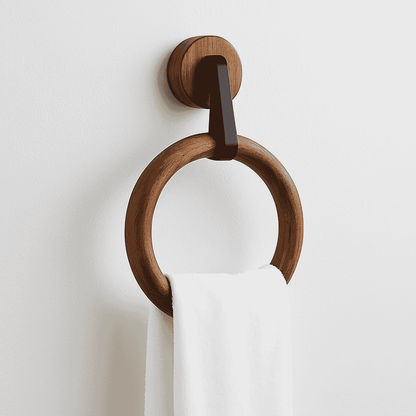 Rosewood Round Towel Hanger – Handcrafted Wooden Ring for Bathroom & Vanity - NixWoods