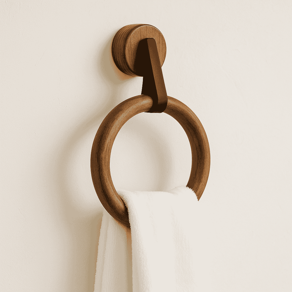 Rosewood Round Towel Hanger – Handcrafted Wooden Ring for Bathroom & Vanity - NixWoods