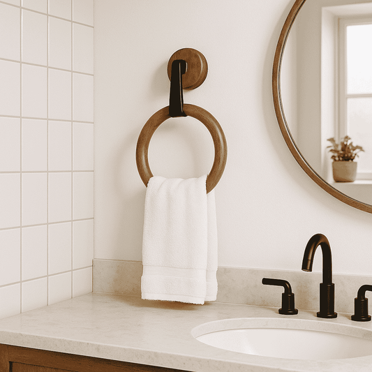Rosewood Round Towel Hanger – Handcrafted Wooden Ring for Bathroom & Vanity - NixWoods