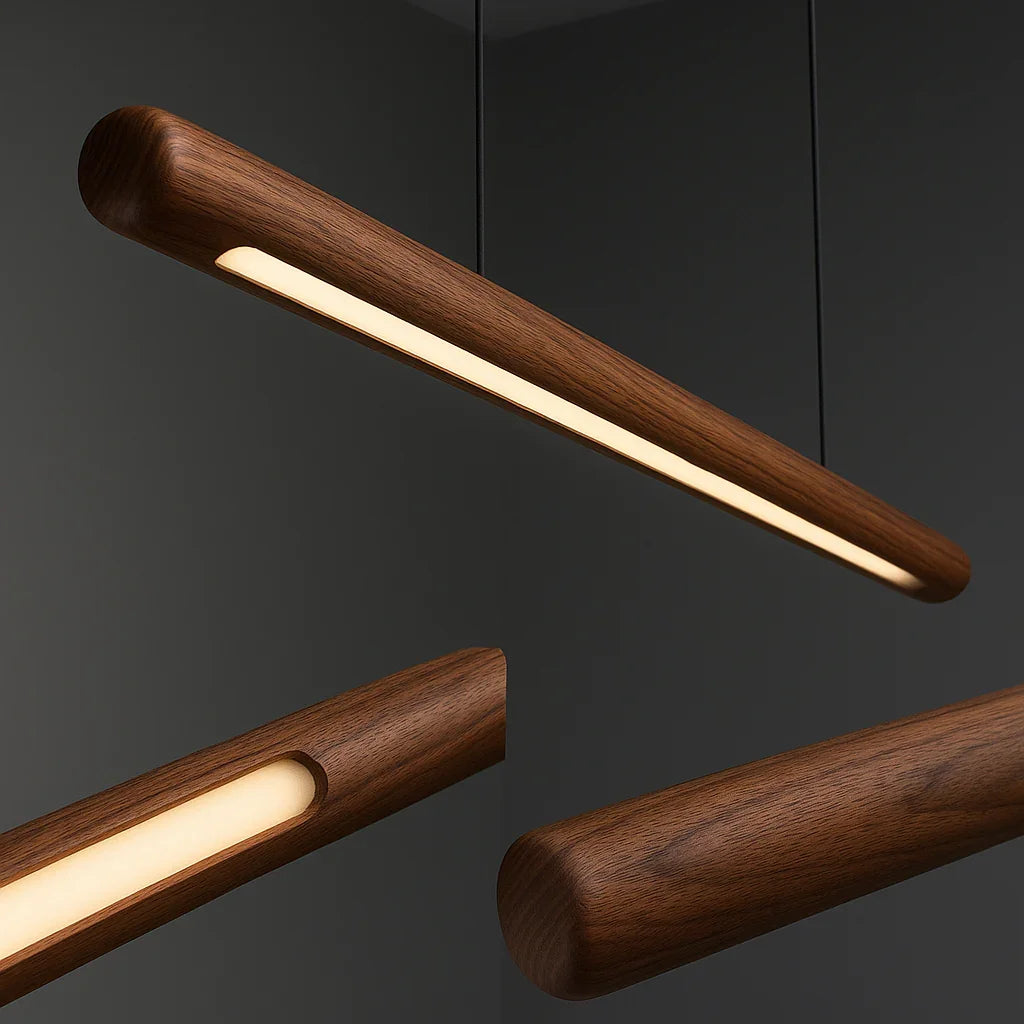 Scandinavian Rosewood Round Pendant Light – Handcrafted Elegance - NixWoods