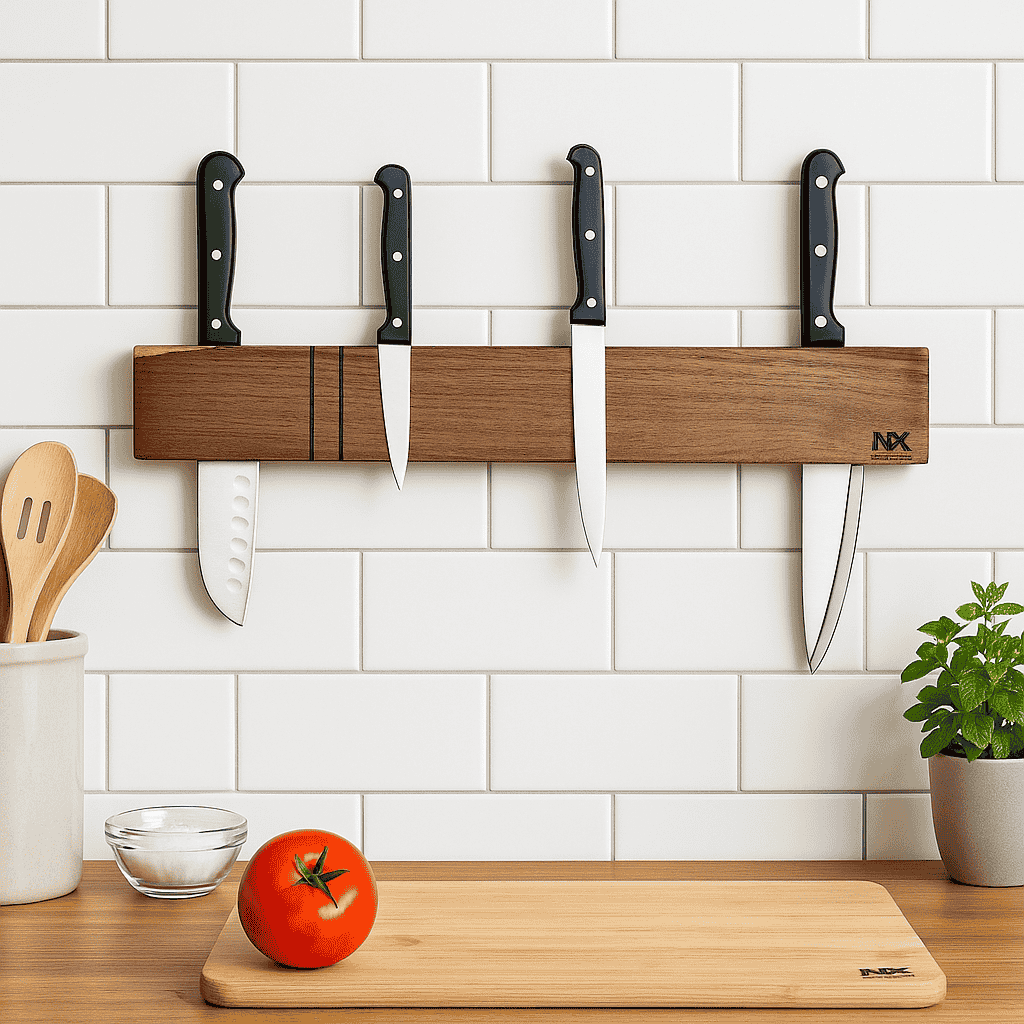 Rosewood Magnetic Knife Holder – Sleek Wall-Mounted Storage - NixWoods