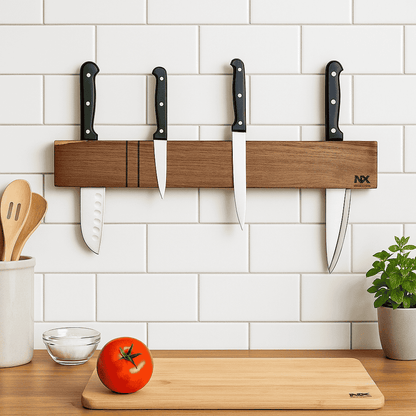 Rosewood Magnetic Knife Holder – Sleek Wall-Mounted Storage - NixWoods