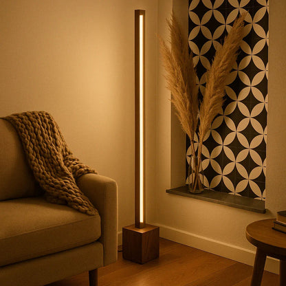 Minimalist Wooden Floor Lamp – Modern Square Rod Structure - NixWoods