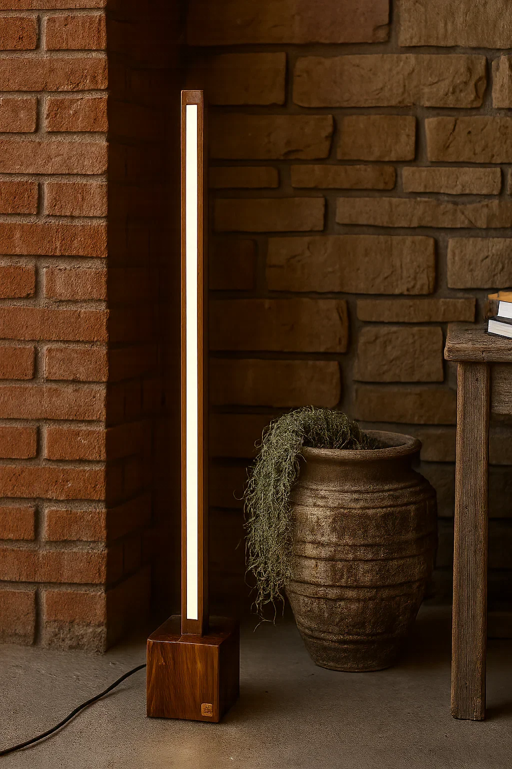 Minimalist Wooden Floor Lamp – Modern Square Rod Structure - NixWoods
