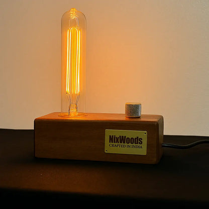 Tall Edison Bulb with Brass Dimmer | Rosewood Vintage Table Lamp | Handcrafted - NixWoods