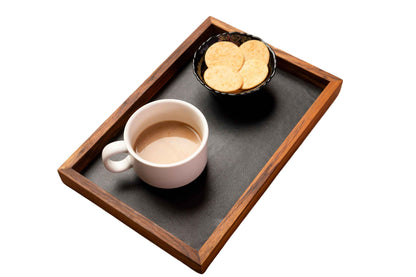 Premium Teak & Leather Tray (Medium) - NixWoods