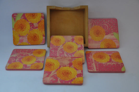 Indian marigold coaster set - NixWoods