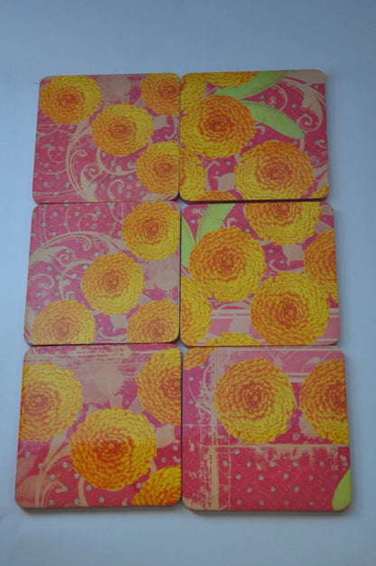 Indian marigold coaster set - NixWoods