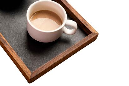 Premium Teak & Leather Tray (Medium) - NixWoods