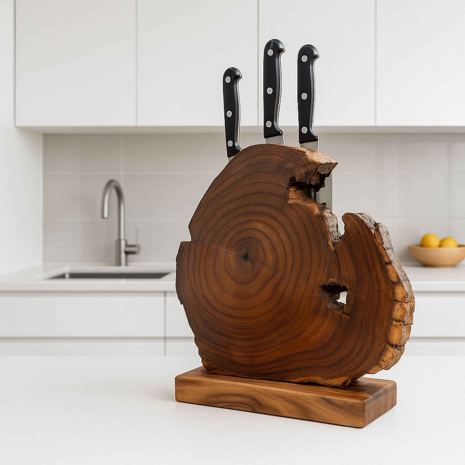 Live Edge Magnetic Knife Block – Natural Wood Stand for Kitchen Storage & Display - NixWoods