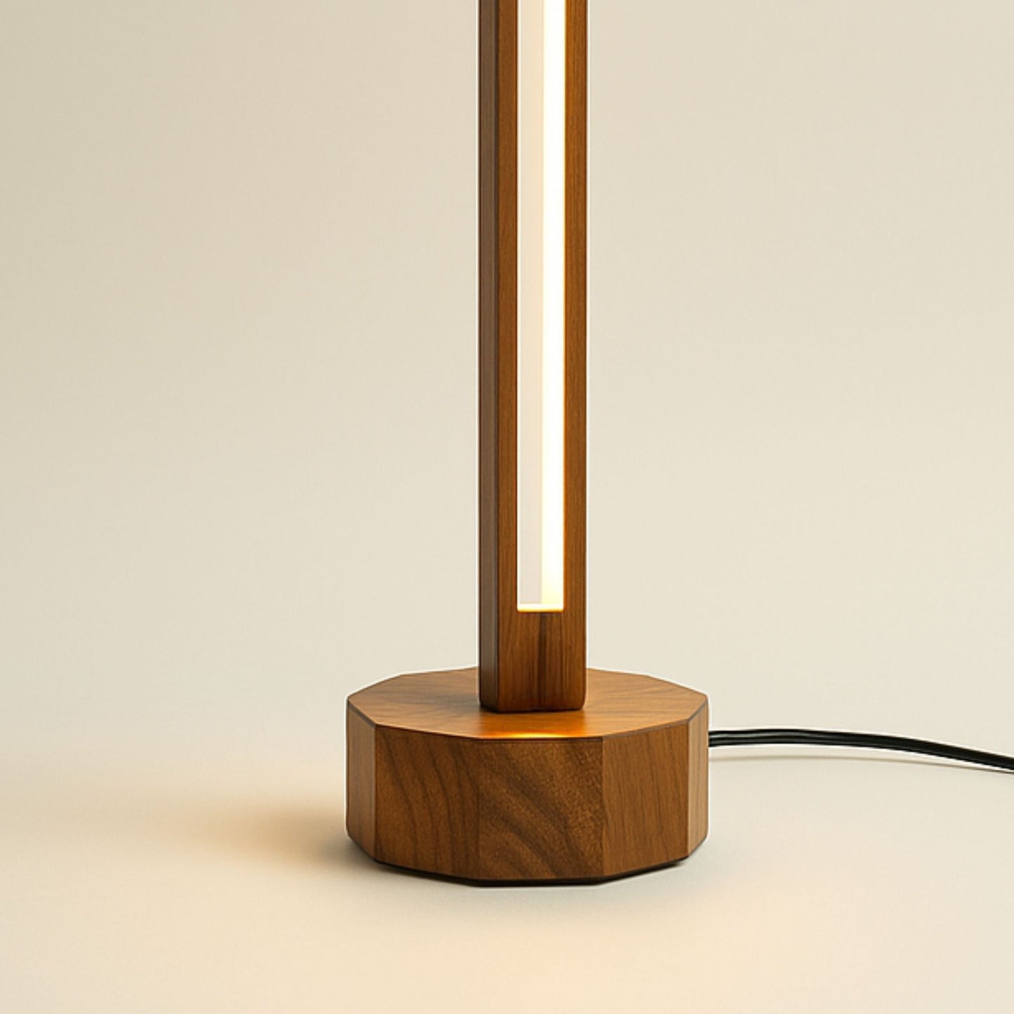 Wooden Compact Floor Lamp – Subtle Charm with Small Hollow Rod Design - NixWoods
