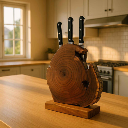 Live Edge Magnetic Knife Block – Natural Wood Stand for Kitchen Storage & Display - NixWoods