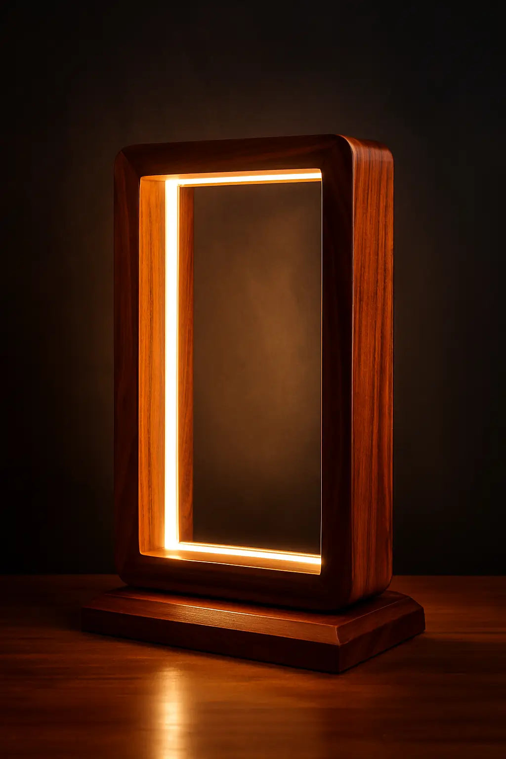 Aurora Frame Lamp – Handcrafted Rosewood Glow - NixWoods