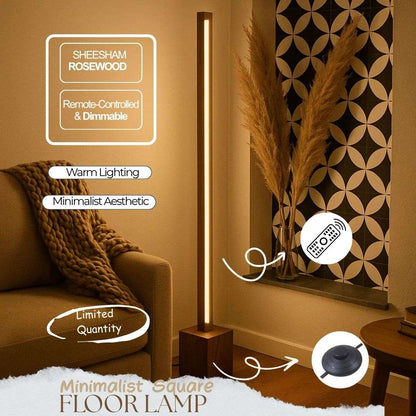 Handcrafted Rosewood Floor Lamp – Minimalist Square Rod Aesthetic