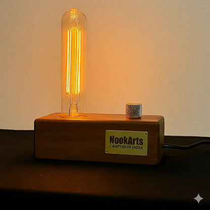 Tall Edison Bulb with Brass Dimmer | Rosewood Vintage Table Lamp | Handcrafted