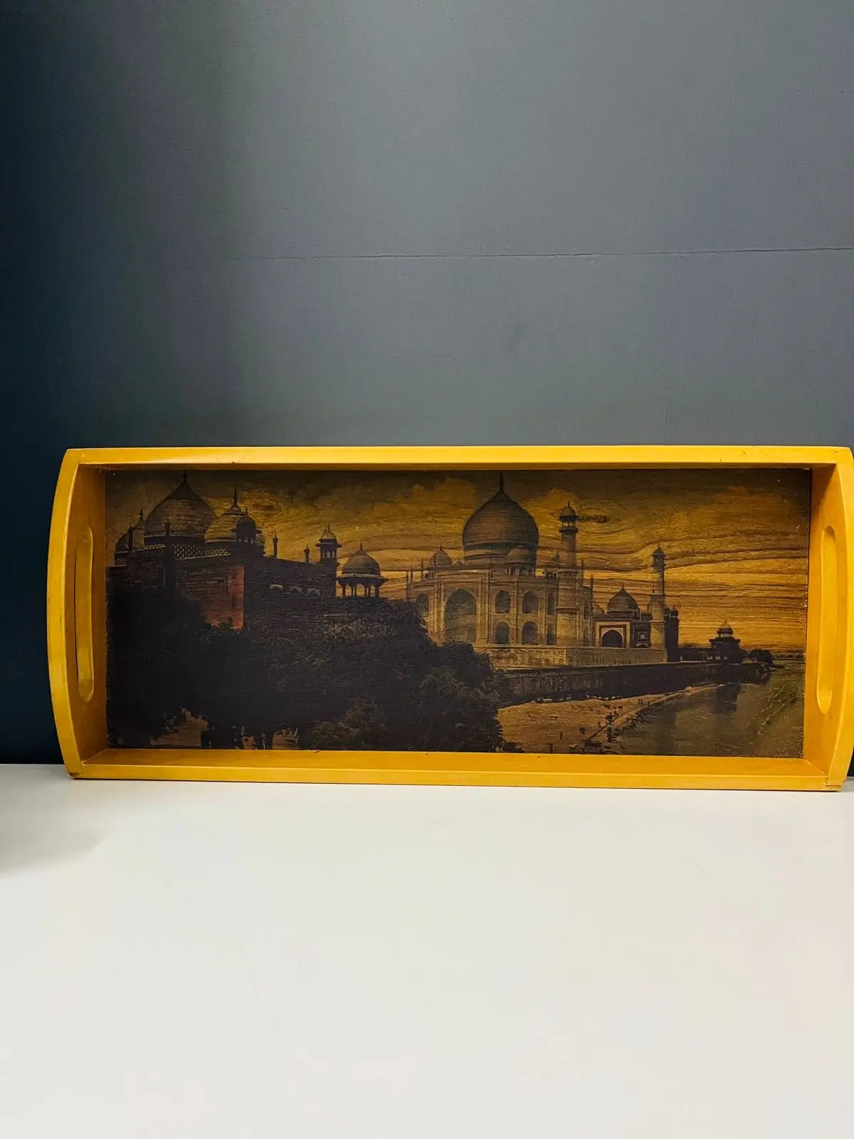 Imperial Taj Mahal Tray | Yellow Frame | Rectangular - NixWoods