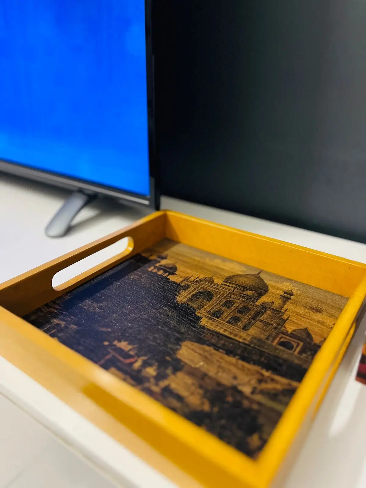 Imperial Taj Mahal tray | Yellow Frame | Square - NixWoods
