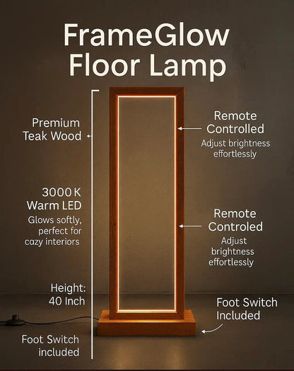 Handcrafted Teak Wood Floor Lamp – Elegant, Warm & Minimalist