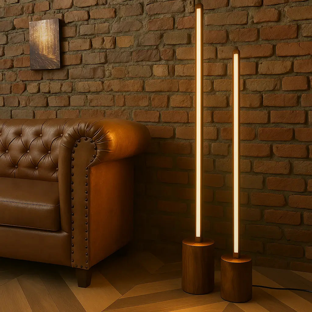 Tall Wooden Floor Lamp – Sleek Cylindrical Rod Design - 60 Inch - NixWoods