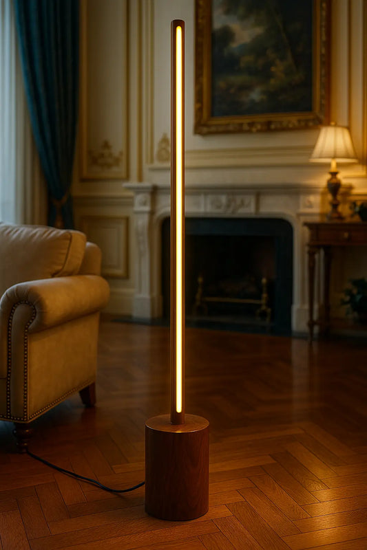 Tall Wooden Floor Lamp – Sleek Cylindrical Rod Design - 60 Inch - NixWoods