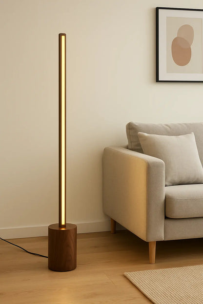 Tall Wooden Floor Lamp – Sleek Cylindrical Rod Design - 60 Inch - NixWoods