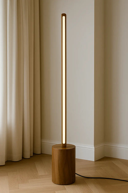Tall Wooden Floor Lamp – Sleek Cylindrical Rod Design - 60 Inch - NixWoods