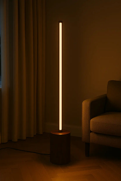 Tall Wooden Floor Lamp – Sleek Cylindrical Rod Design - 60 Inch - NixWoods