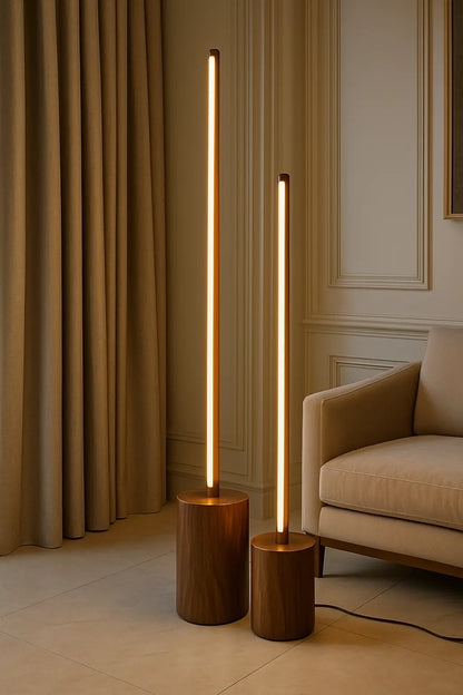 Tall Wooden Floor Lamp – Sleek Cylindrical Rod Design - 60 Inch - NixWoods