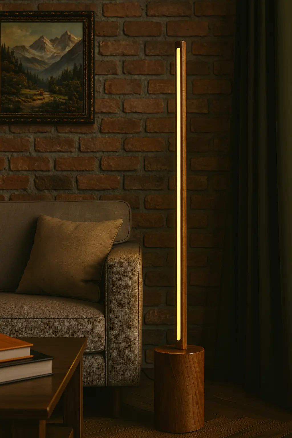 Tall Wooden Floor Lamp – Sleek Cylindrical Rod Design - 60 Inch - NixWoods