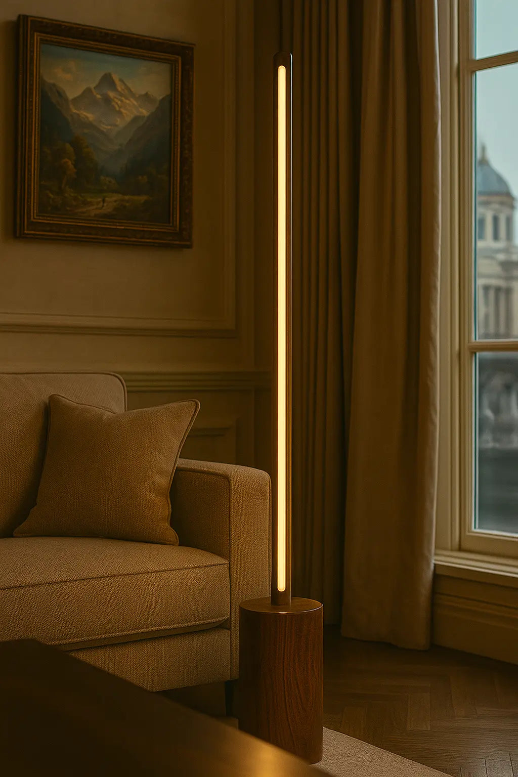 Tall Wooden Floor Lamp – Sleek Cylindrical Rod Design - 60 Inch - NixWoods