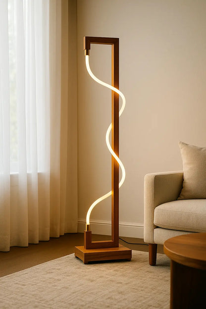 Unique Standing Lamp | Sculpted Glow Rosewood Wood Floor Lamp – Handcrafted Designer Lighting - NixWoods